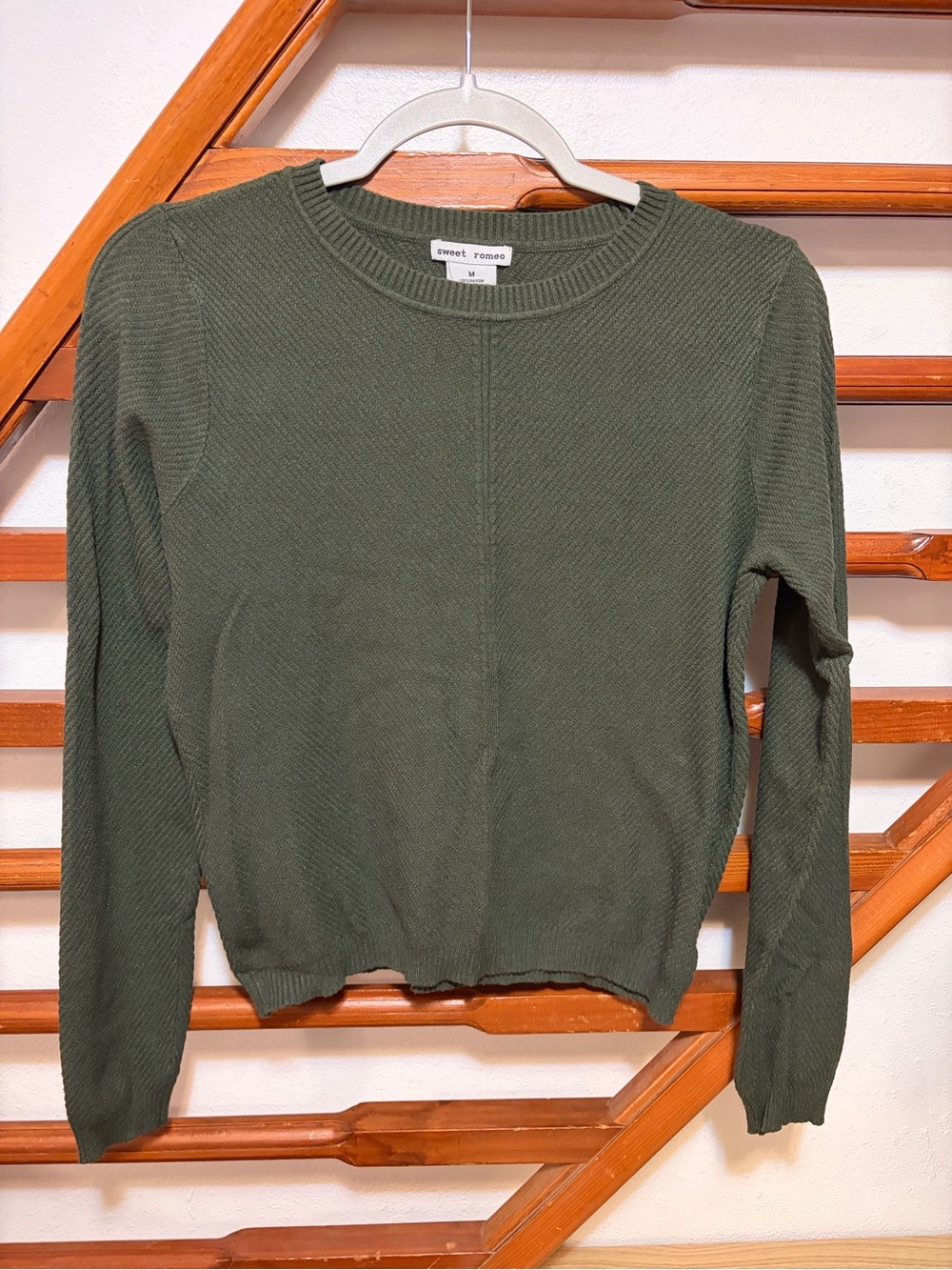 Sweet Romeo Olive Ribbed Crewneck Sweater